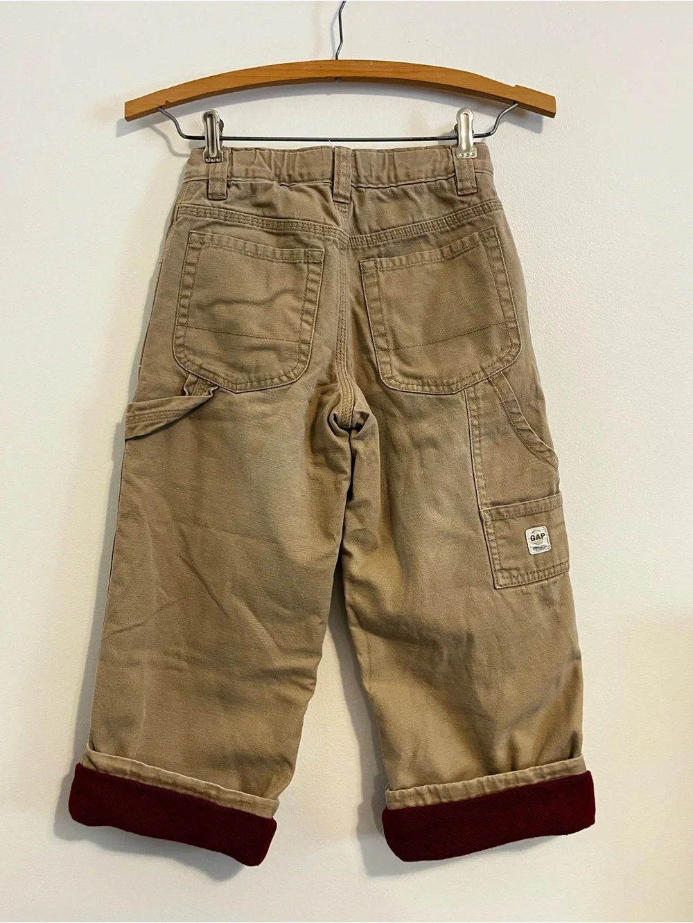 Gap Kids Carpenter Pants Cotton Heavy Weight Lined Utility Khaki Tan Boys 6
